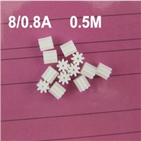 (100pcs/lot) 80.8A Gears 0.5M Plastic Toy Gears 8 Teeth for 0.8mm Axle Tight Fitting Hollow Cup Gear Toy Accessories