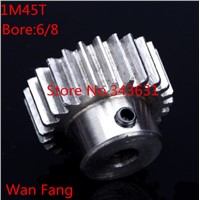 2pc Mod 1 M=1 1M45T CNC Spur Gear pinion 45T 45Teeth Right Teeth positive gear 45# steel gear rack transmission RC