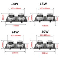 [DBF]Dimmable COB LED Downlight Square 1 Head 7W 9W 12W 2 Heads 14W 18W 24W LED Ceiling Lamp AC85-265V LED Spot Light Home Decor