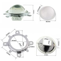 57mm Convex Lens Optical Acrylic PMMA LED Lens 60 degree+ 57mm Reflector + Fixed Steel bracket for 20~100W LED Light Lamp