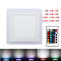 RGB Led Panel Light 6w/9w/18w/24W Ultra Thin Recessed LED Ceiling downlight Acrylic Panel Lamp with Remote Control 3 Models