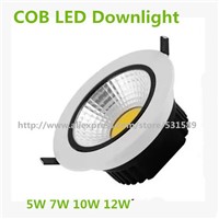 20pcs 5W7W10W12W Recessed COB LED Downlights 85~265V Ceiling Spot Light White baking varnish aluminum shell Down light