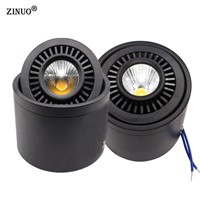 ZINUO Surface Mounted COB LED Downlights 5W 7W 9W 20W Black Body LED Ceiling Lamps Rotation LED Spot Downlights AC85-265V