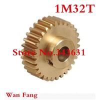 1PC 1M32T 32teeth mod=1 Brass Spur cylindrical Gear Transmission parts machine Bore,5mm,6mm,6.35mm,7mm,8mm,10mm