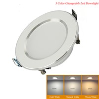 4pcs Changeable Led Downlight 5w 7w 9w  Ceiling Recessed Light Silver Frame 3 Color Change Warm Nature Cool White AC220-240V