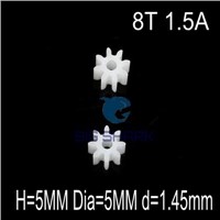 0.5 modulus 8T 8Teeth 1.5A 8-1.5A aperture=1.45mm Plastic Flat gear Spur Gears motor gear fit to 2mm optical axis or axle