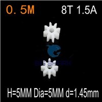 0.5 modulus 8T 8Teeth 1.5A 8-1.5A aperture=1.45mm Plastic Flat toy gear Spur Gears motor gear fit to 1.5mm optical axis or axle