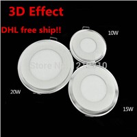 3D Effect Light, FedEx shipping Round LED panel light 10w 15w 20w 3528 and 2835smd panel light downlight 10pcs/lot DHL Free