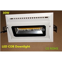 Rectangle LED COB Downlight 28W 30W Recessed Die-cast aluminum High light efficiency CRI 80  AC110V220V230V US UK EU