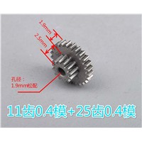 1pcs All-metal gears  0.4module /11 tooth gear +0.4module / 25  tooth gear  Hole size 1.9mm (No close fit) gear