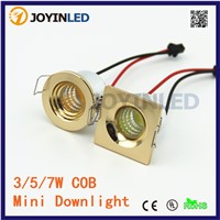 10pcs/lot 3W Round LED Cabinet Light Gold Color MINI COB Jewelry Downlight Lamps + Driver