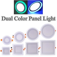 Round / Square LED Panel Light Dual Color Red Green Blue Pink &amp; White 6W 9W 16W 24W Ultra Slim Recessed LED Ceiling Lights