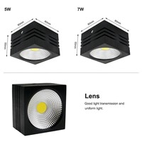 [DBF]Black Square Dimmable 7W/5W AC 110V/220V LED Aluminum Spot Light COB Surface Mounted LED Downlight Ceiling Lamp Home Decor
