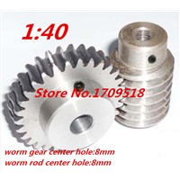 1 sets 1M40t  40 teeth steel worm gear reduction ratio:1:40 worm rod bore size 8mm