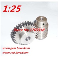 1 sets 1M25t  25 teeth 1:25  worm gear reduction ratio:1:25 worm rod bore 6mm