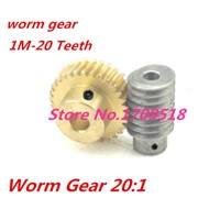 1 sets1M-20T reduction ratio:1:20 copper worm gear hole -5MM rod:5mm metal worm reducer transmission parts--D:33MM