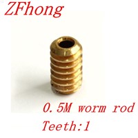 5pcs  0.5 brass worm gear rod diameter 6.7, lenght 12 , bore 3, teeth 1