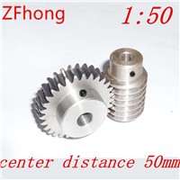 1.5M-50T reduction ratio:1:50 45Steel worm gear reducer transmission parts wore gear hole:10mm--D:79.5MM rod hole:10mm