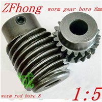 1M-20Teeths ratio:1:5 Electric Motors steel Worm Gear Rod Set  worm gear hole 6mm, rod hole 8mm