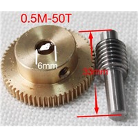0.5M-50Teeths   Gear Diameter:26.2mm  Hole:6mm  Rod L:33MM  Stainless Steel Worm Gear