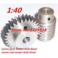1 sets 1M40t  40 teeth steel worm gear reduction ratio:1:40 worm rod bore size 5mm