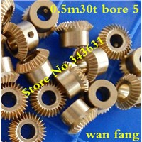 2PCS 0.5M30T  Bevel Gear  0.5 Mod M=0.5 Modulus Ratio 1:1 Bore 5mm Brass Right Angle Transmission parts machine parts DIY