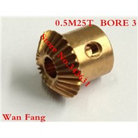 2PCS Bevel Gear  25T 0.5 Mod M=0.5 Modulus Ratio 1:1 Bore 3mm Brass Right Angle Transmission parts machine parts DIY
