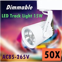50pcs/lot LED lights Dimmable 15W COB Led Track Light Spot Wall Lamp Soptlight Tracking led AC 85-265V lighting Free shipping