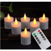 6pcs Moving Wick 1.5 X 2.6 Inch Votives Flameless Candles Tea Lights With Remote and Timer (Ivory) For Home Decoration and Party