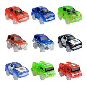 LED Light up Cars for Tracks Electronics Car Toys With Flashing Lights Fancy DIY Toy Cars For Kid Tracks parts Car for Children