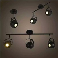 Free shipping 1 2 3 4 heads Industrial Track Lighting  Black ball Iron  Track Lighting retro industrial Bedroom dinning lamp