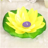10pcs Multicolor silk lotus lantern light with candle floating pool decorations Wishing Lamp birthday wedding party decoration
