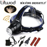 Litwod Z30568-B Induction LED Headlight Aluminum XM-L T6 led headlamp zoom head flashlight adjustable head lamp front light