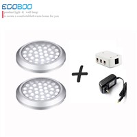 EGOBOO 3w 12v 2lamps +1 splitter +1 power adapter under cabinet cupboard light for home decoration