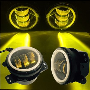 1 Pair Auto Accessories Turn Signal DRL Led Car Headlights 4&quot; Angel Eyes Golden Halo Ring LED Fog Lights For Jeep Grand Cherokee