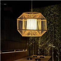 Bamboo Wicker Rattan Cage Shade Pendant Light Fixture Rustic Country Asian Hanging Lamp Plafon Avize Luminaria Dining Table Room