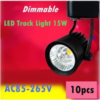 10pcs Dimmable Track Lighting Rail Light 15W COB Clothing Shoe Shop Black White Track Lights LED Rail Spotlight Light Fixtures