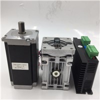 Nema23 Stepper Motor L112mm 4.2A Geared Ratio 7.5:1 Worm Gearbox Speed Reducer Driver Kit for CNC Router Machine