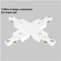 10pcs/lot 3 Wire Four way Track Light Rail Connector Track Fitting LED Track Rail Connector Track Connectors