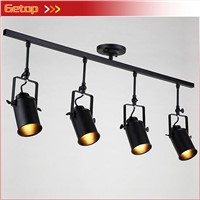 Retro American Track Lights Industrial Creative Living Room Bar Clothing Store Personality LED Long Pole Spotlights with E27