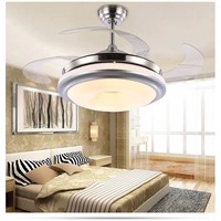 Ceiling fan LED lamp ceiling telescopic modern minimalist bedroom living room dining room light remote control invisible fan ZA