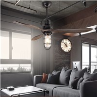 led e27 Loft Iron Wood Glass Ceiling Fan LED Lamp.LED Light.Ceiling Lights.LED Ceiling Light.Ceiling Lamp For Foyer