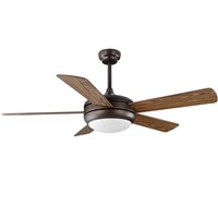6 Leaves Ceiling fan modern brown ceiling fans with lights Wooden Leaves Remote control Led light 42/48/52 inch