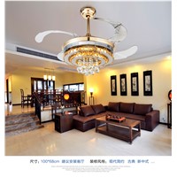 Gold stealth ceiling fan light Minimalism modern crystal LED Fan lamp ceiling fans living room dining room bedroom lights Fan