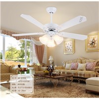 Minimalist living room bedroom dining room ceiling chandelier fan lights continental retro white chandelier fan With LED lights