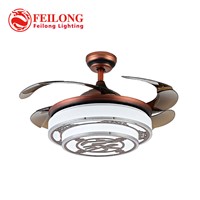 Chinese Style Ceiling Fan Hidden Blades Y4220  Red Body Retractable Blades  Creative design ceiling fan lamp