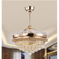 LED chips luxury ceiling fan light ceiling fan ceiling light crystal with remote control simple modern France gold 42inch