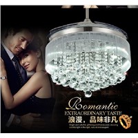Stealth ceiling fan lights minimalist fashion LED Crystal ceiling fan living room bedroom fan light crystal with remote control