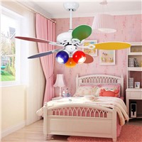 Ceiling fan Children&amp;amp;#39;s room off the light dinner hall color fan light with wooden lamp fan Restaurant ZH FS11