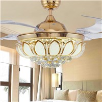 LED crystal fan New stealth ceiling fan lamp with fan living room bedroom restaurant living room fan light